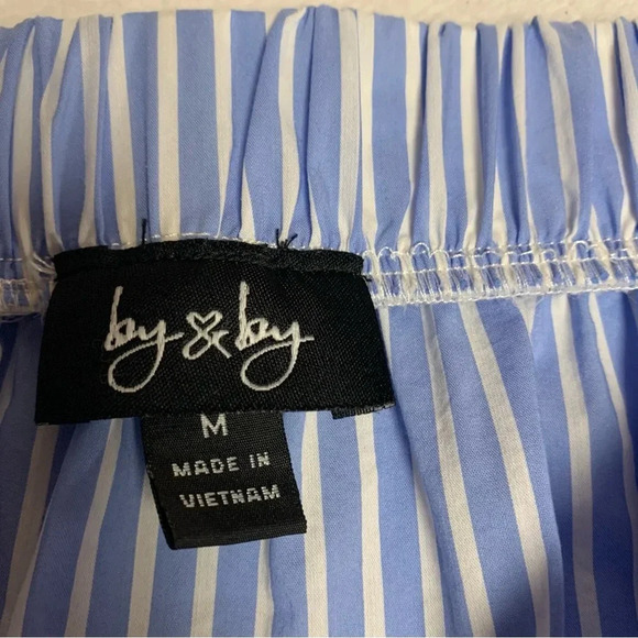 By & By size medium blue/white striped on/off shoulder open sleeves top - Picture 5 of 8